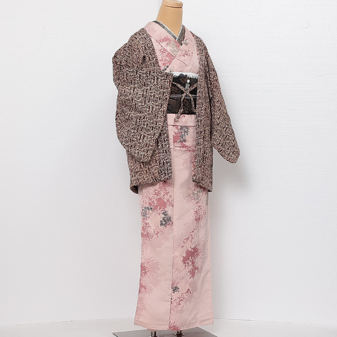 羽織 袷 身丈74cm 裄丈64cm 正絹 Aランク カジュアル Mサイズ 紐あり 茶屋辻 ピンク系 HP 1232-13837