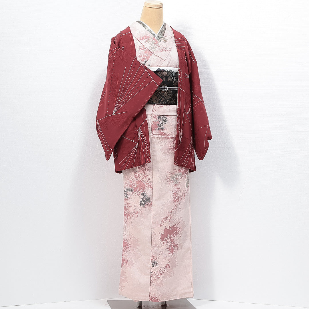 羽織 袷 身丈75cm 裄丈62cm 正絹 Sランク カジュアル Sサイズ 創作柄 赤系 RP 1232-14706