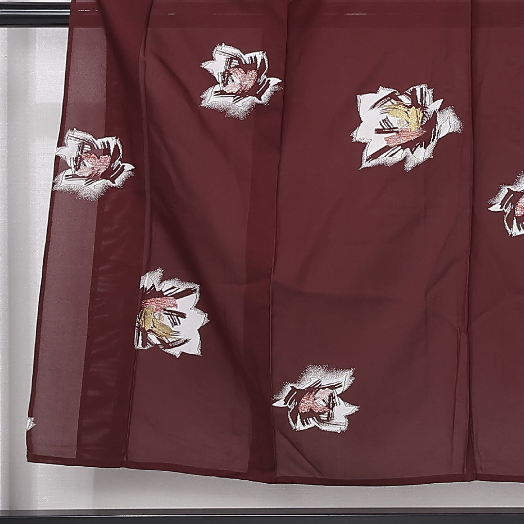 夏物 紬 絽 身丈148cm 裄丈62cm 正絹 Sランク カジュアル 広衿 XSサイズ 花柄 茶系 RP 1223-12463