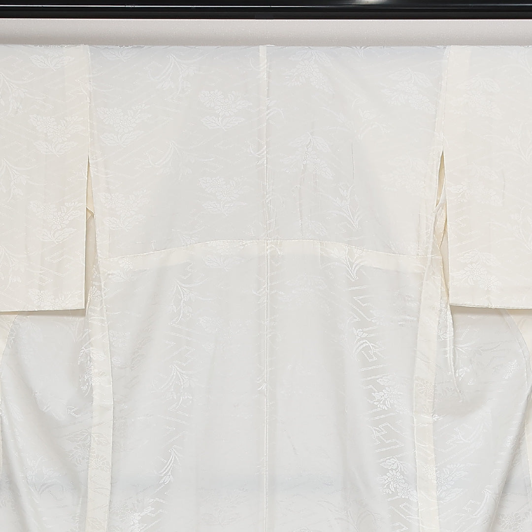 長襦袢 無双袖 身丈133cm 裄丈64cm 正絹 Sランク XLサイズ 花柄 白系 RP 1239-13478