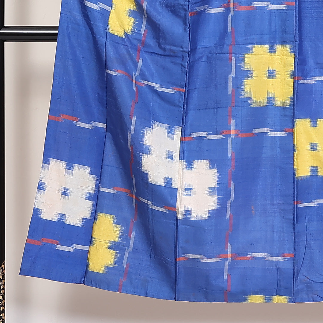 アンティーク 銘仙の着物 袷 身丈146cm 裄丈61cm 正絹 Cランク バチ衿 XSサイズ 井桁絣 青系 RP 1223-03746