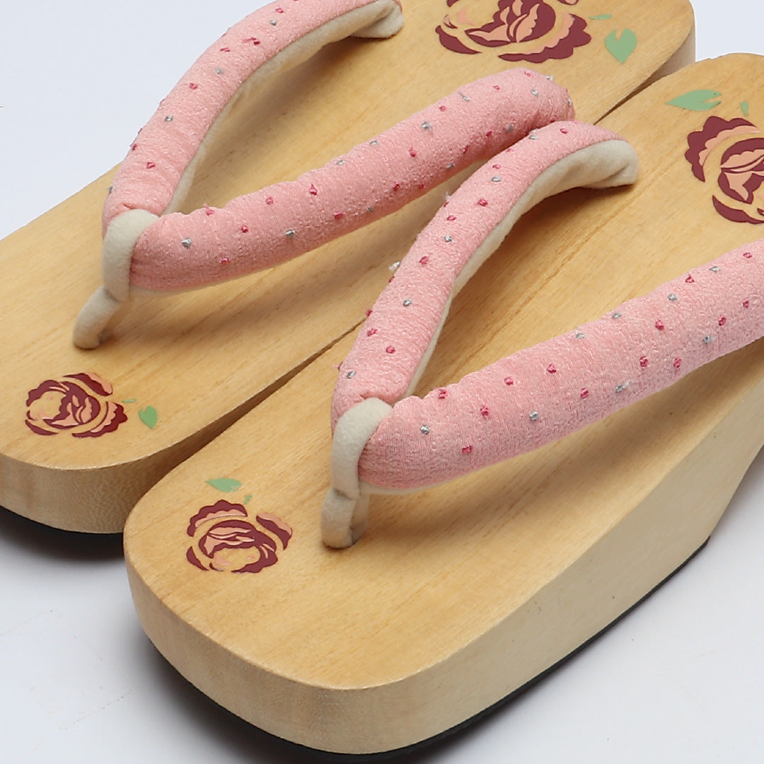 未使用品 夏物 下駄 カジュアル 木製 Aランク 和装小物 茶系 1244-00709