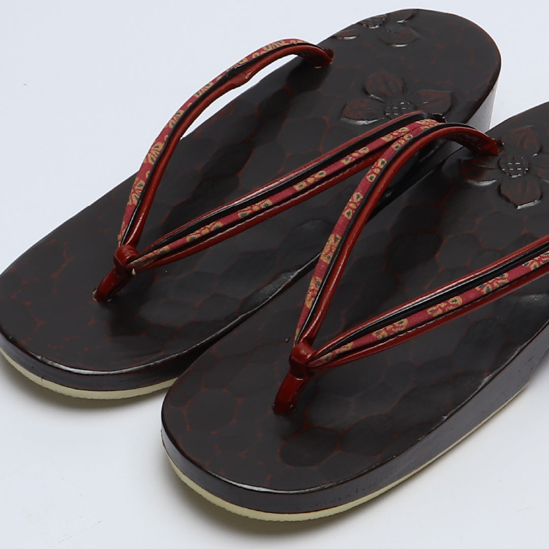 未使用品 夏物 下駄 カジュアル 木製 本革 Sランク 和装小物 茶系 1244-00691