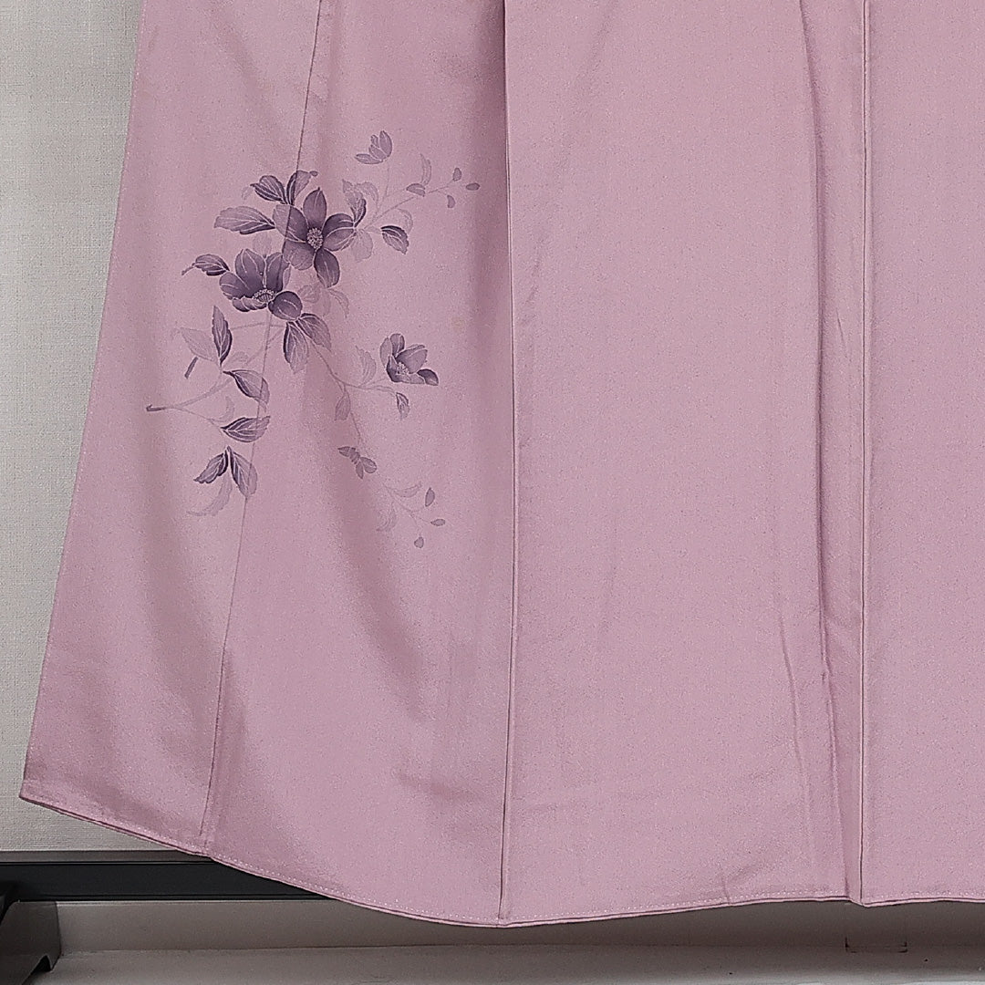 付下げ 袷 身丈153cm 裄丈64cm Cランク 正絹 広衿 Sサイズ 一つ紋（上り藤） セミフォーマル 花柄 上品 しとやか ピンク系 紫系 1261-14377