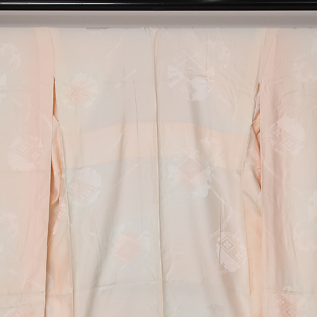 振袖用 長襦袢 袷 身丈127cm 裄丈63cm 正絹 Aランク Mサイズ 花菱亀甲 ピンク系 RP 1240-12688
