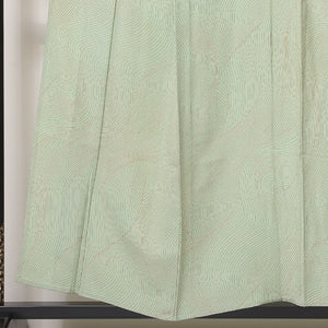 リサイクル着物】 小紋 羽模様 緑系 正絹 広衿 単衣 150 ～ 159cm 身丈 