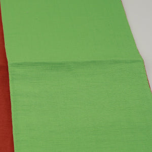 半幅帯 帯丈336cm リバーシブル 正絹 小袋帯 全通 未仕立て カジュアル Aランク 緑系 1225000174319