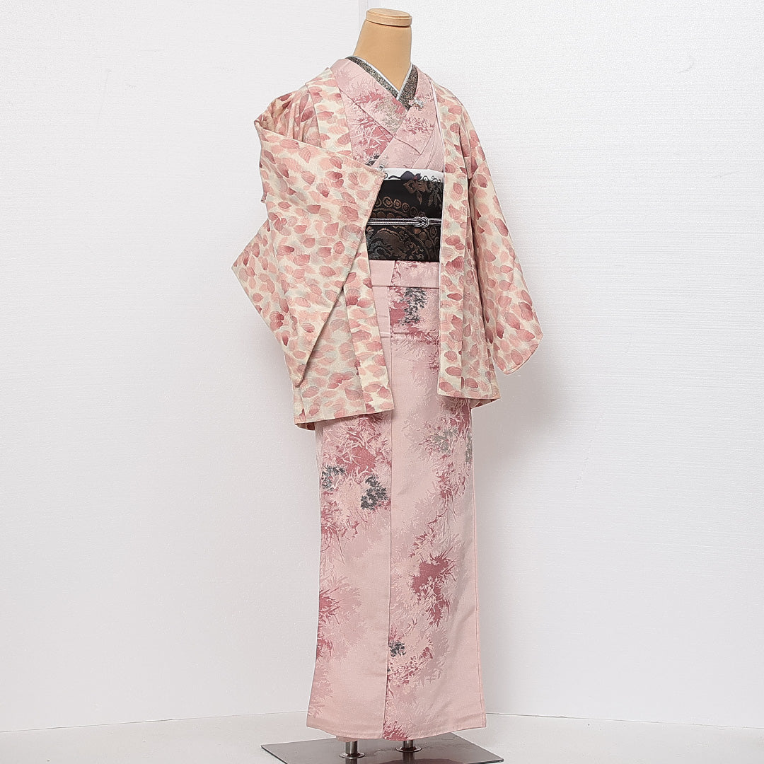 羽織 袷 身丈76cm 裄丈62cm 正絹 Dランク カジュアル Sサイズ 桜 ピンク系 HP 1232-13848