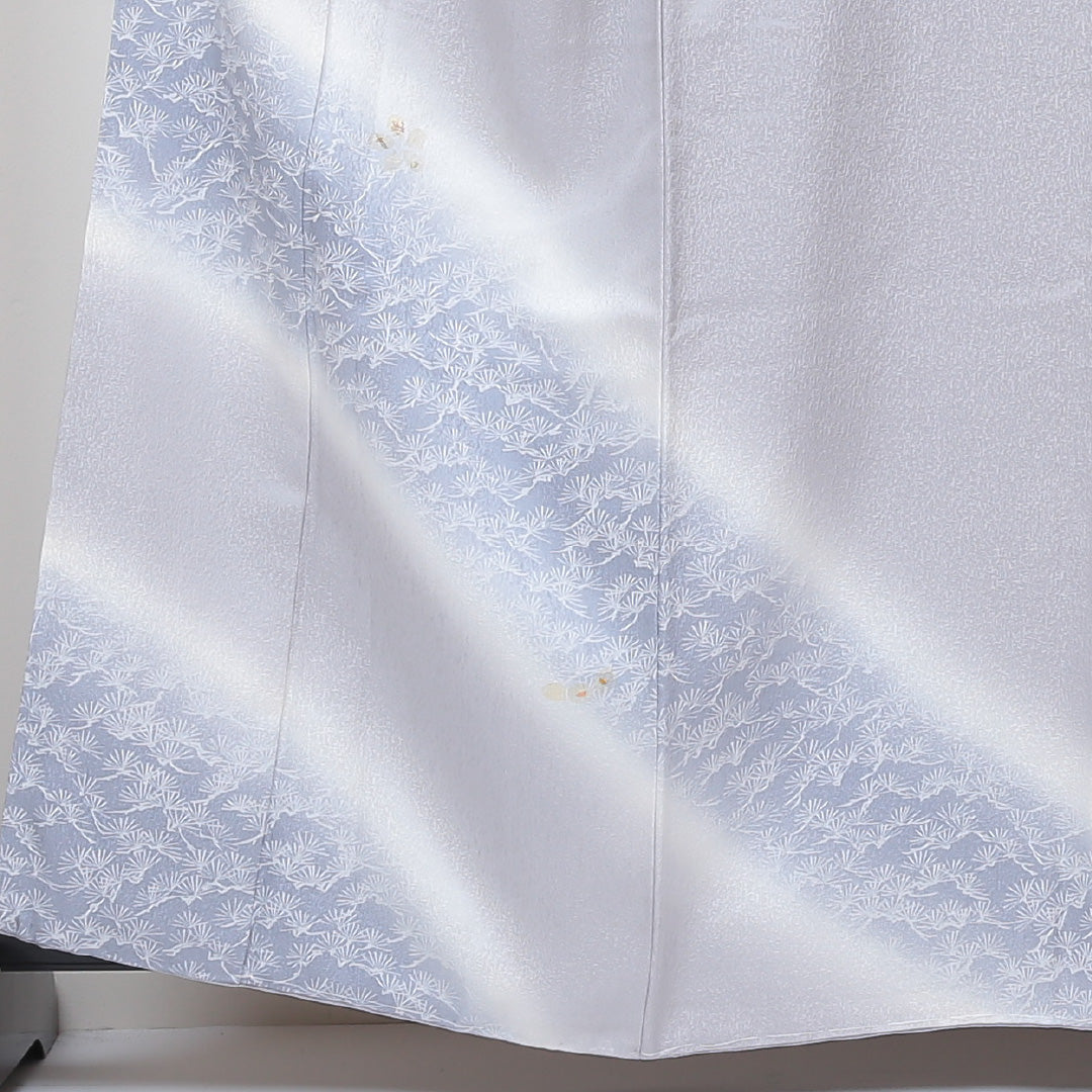 付下げ 袷 身丈160cm 裄丈63cm 正絹 Aランク インフォーマル 広衿 Lサイズ 蘇州刺繍 桜 グレー系 RP 1218-04311