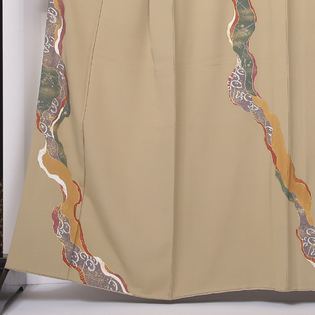 付下げ 袷 身丈160～164cm 裄63.5cm 正絹 道長取り 金彩 ベージュ系 Sランク 1212-00631
