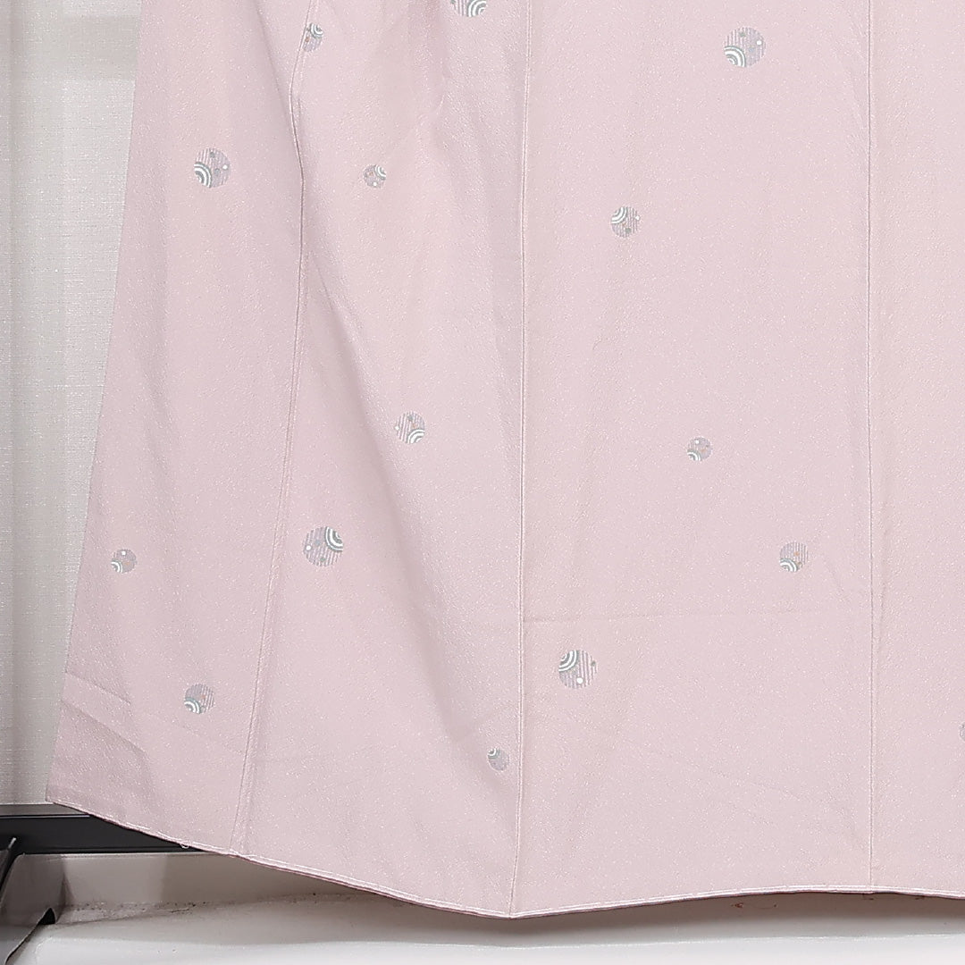 未使用品 小紋 袷 身丈161cm 裄丈64cm 正絹 Sランク インフォーマル 広衿 Lサイズ 金彩 しつけ糸 毬 ピンク系 RP 1221-13149