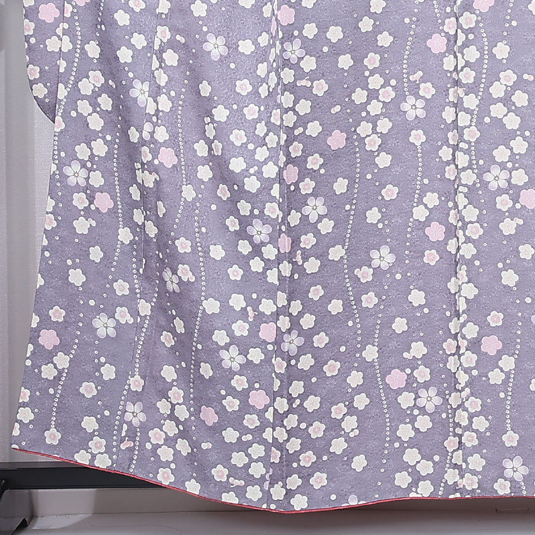 振袖 身丈155cm 裄丈63cm Sランク 袷 正絹 XS 広衿 エレガント 菊 桜 花柄 リバーシブル 紫系 1213-F0438