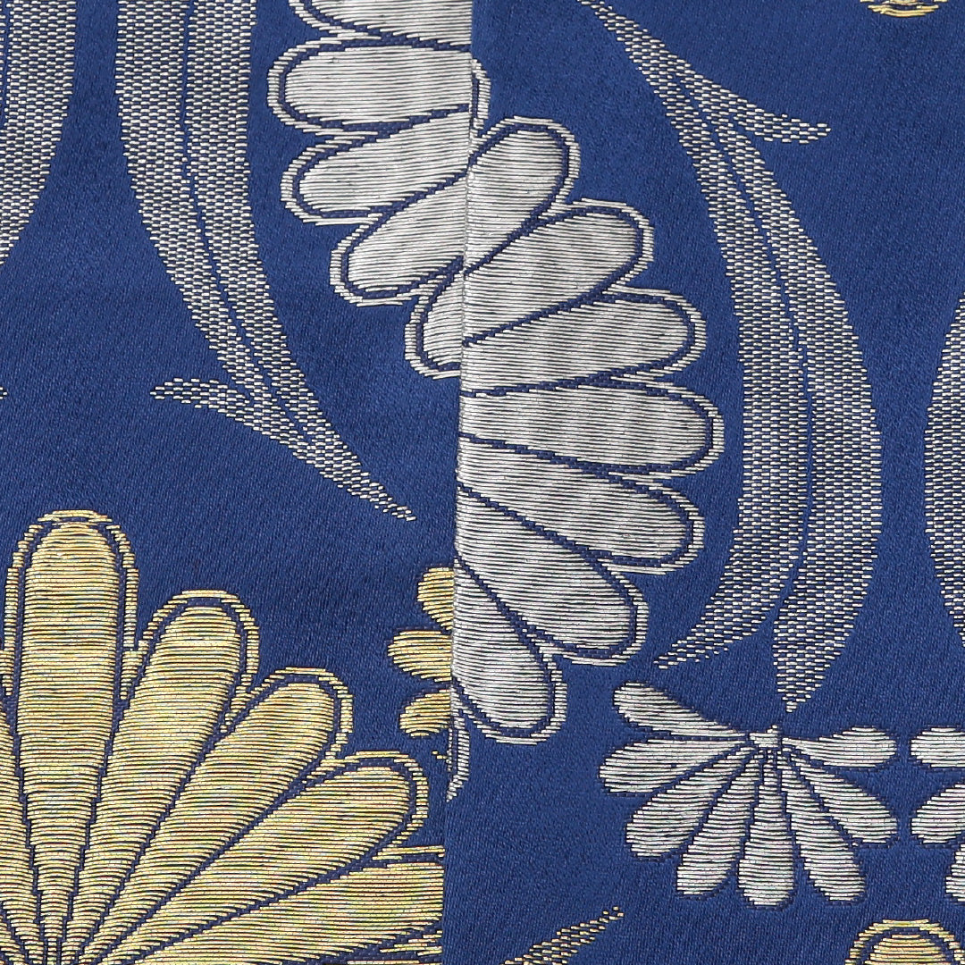 半幅帯 全通 小袋帯 帯丈336cm Sランク 踊り帯 ポリエステル 菊 青系 1225-000376