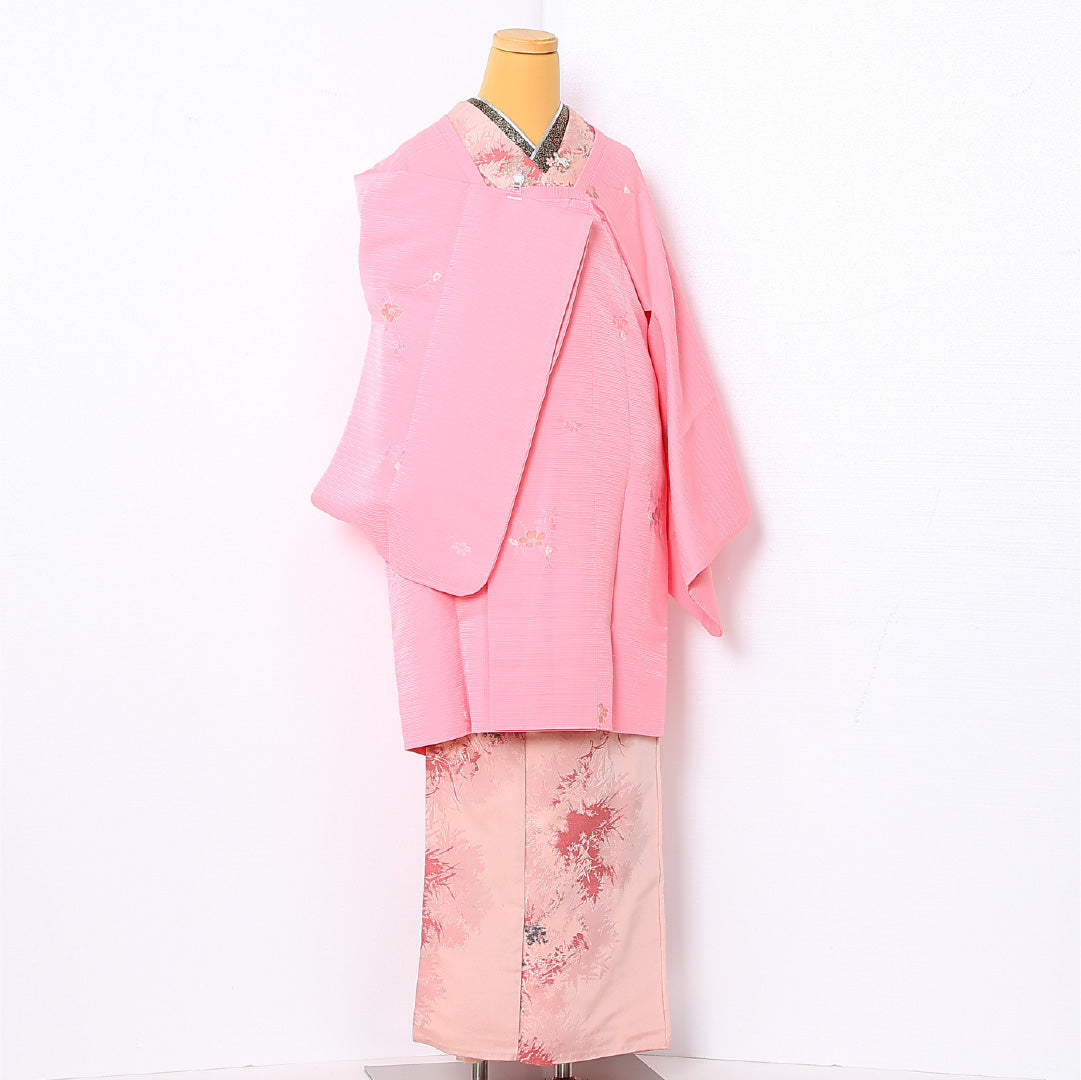 道行コート 袷 身丈95cm 裄丈66cm 正絹 Sランク セミフォーマル Mサイズ ポケットあり 桜 ピンク系 RP 1237-12800