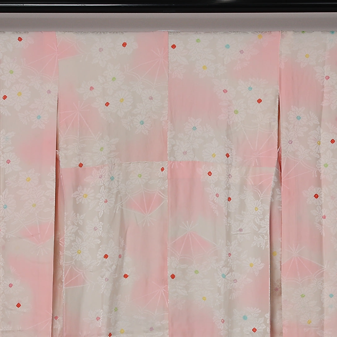 振袖用 長襦袢 袷 身丈127cm 裄丈62cm 正絹 Sランク Mサイズ ぼかし染 菊 ピンク系 RP 1240-12630