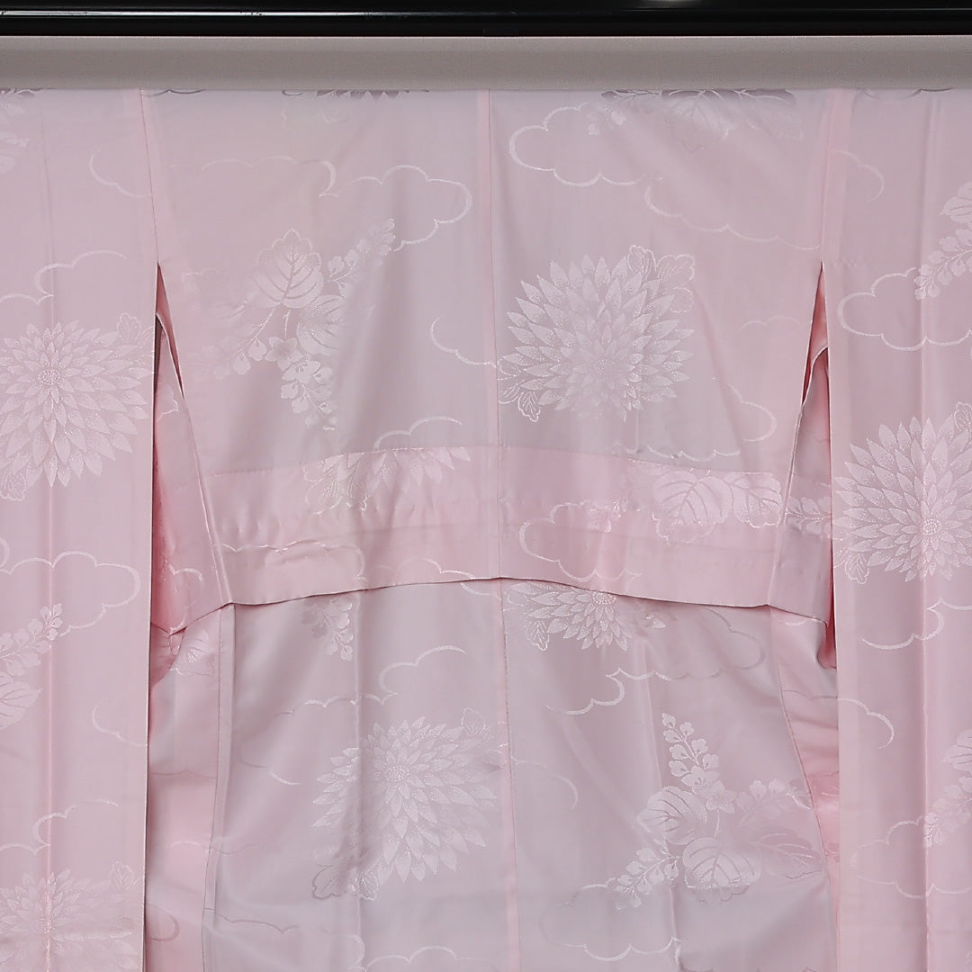 振袖用 長襦袢 無双袖 身丈124cm 裄丈65cm 正絹 Bランク Mサイズ 桐 ピンク系 RP 1240-12658