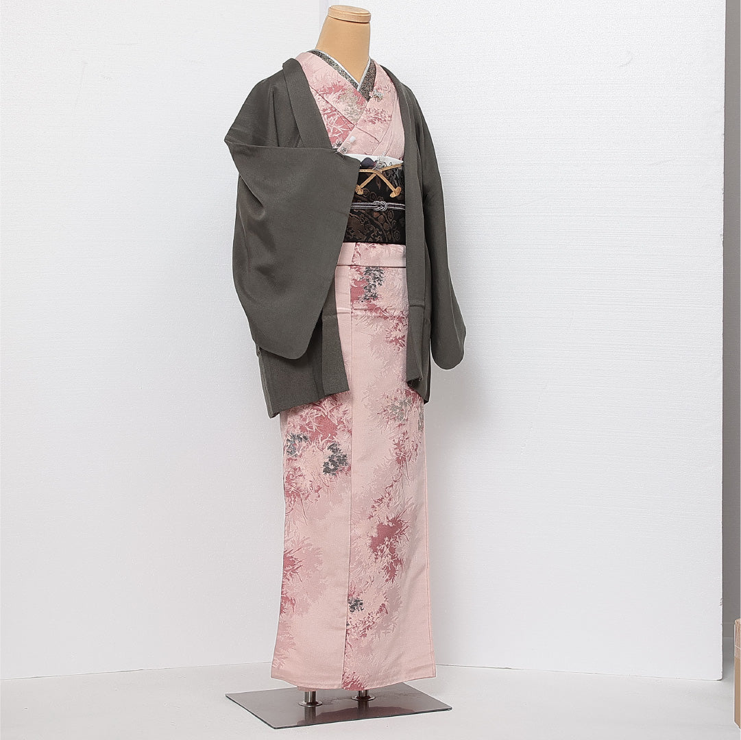 羽織 袷 身丈75cm 裄丈62cm 正絹 Bランク カジュアル Sサイズ 紐あり 緑系 HP 1232-13680