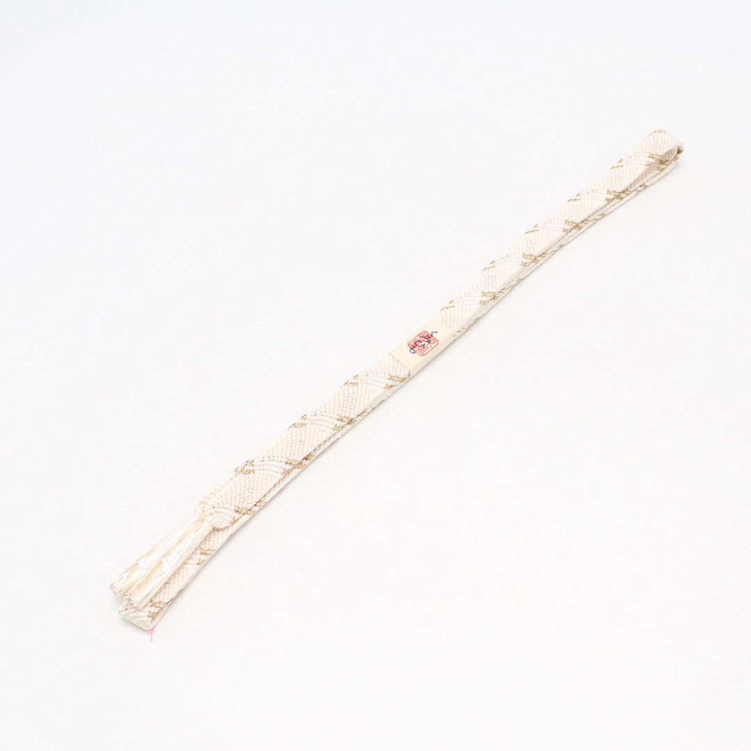 未使用品 留袖用 帯締め 平組紐 唐組 正絹 白系 金系 1251-01076