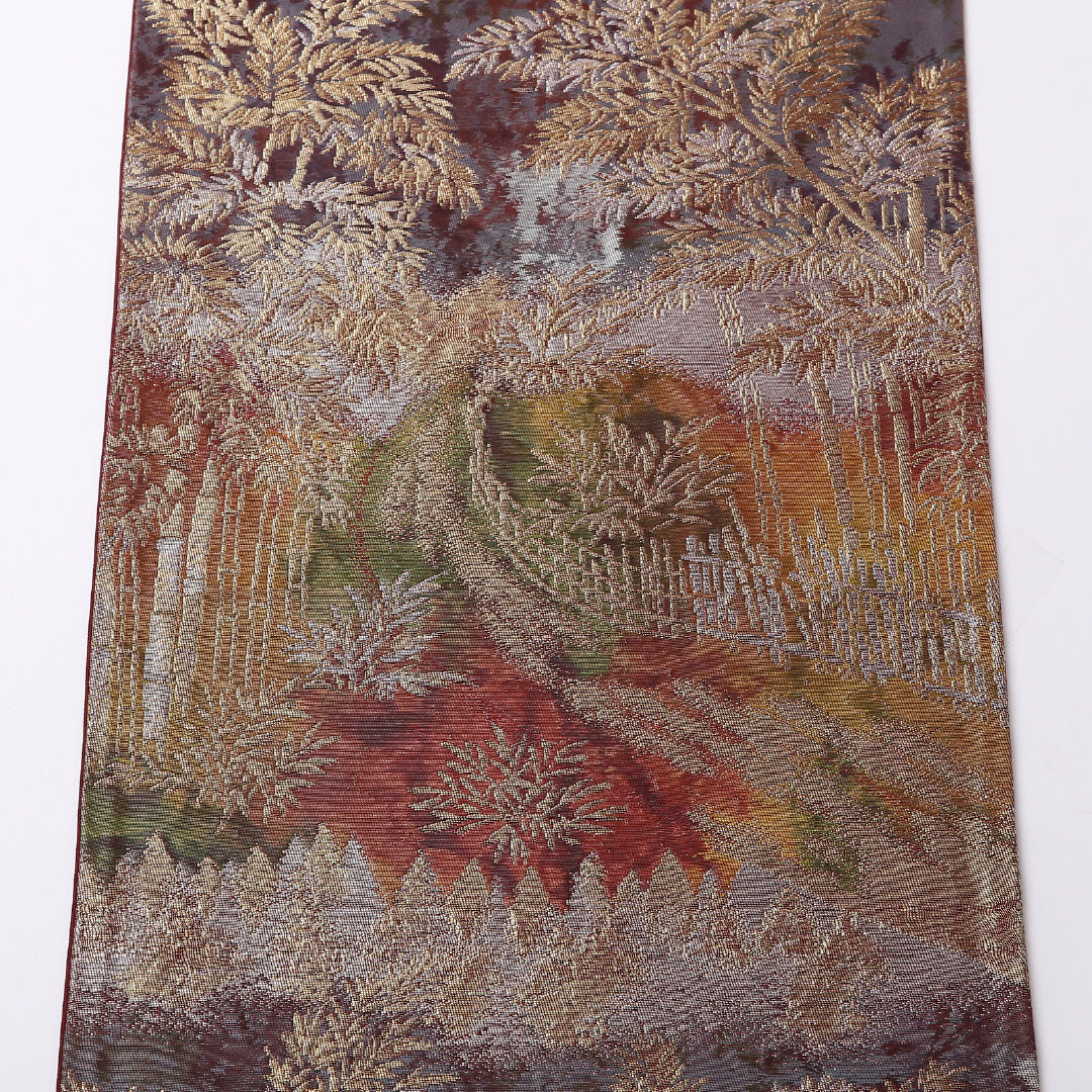 袋帯 帯丈408cm 正絹 六通 セミフォーマル 嵐山 京洛百景 多色系 1243-01508