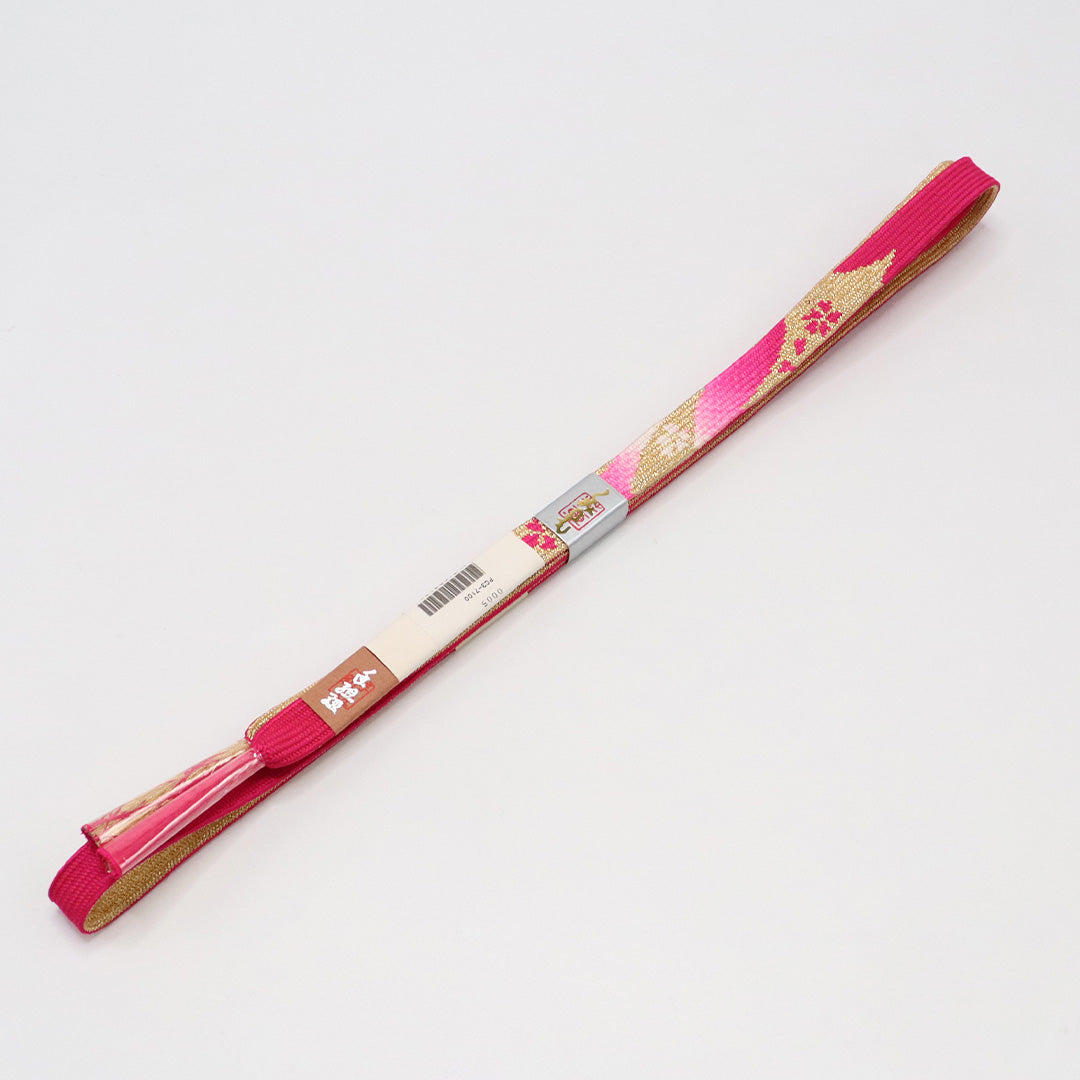 新古品 帯締め 礼装用 正絹 Nランク 平組紐 高麗組 ピンク系 金系 1236-01100