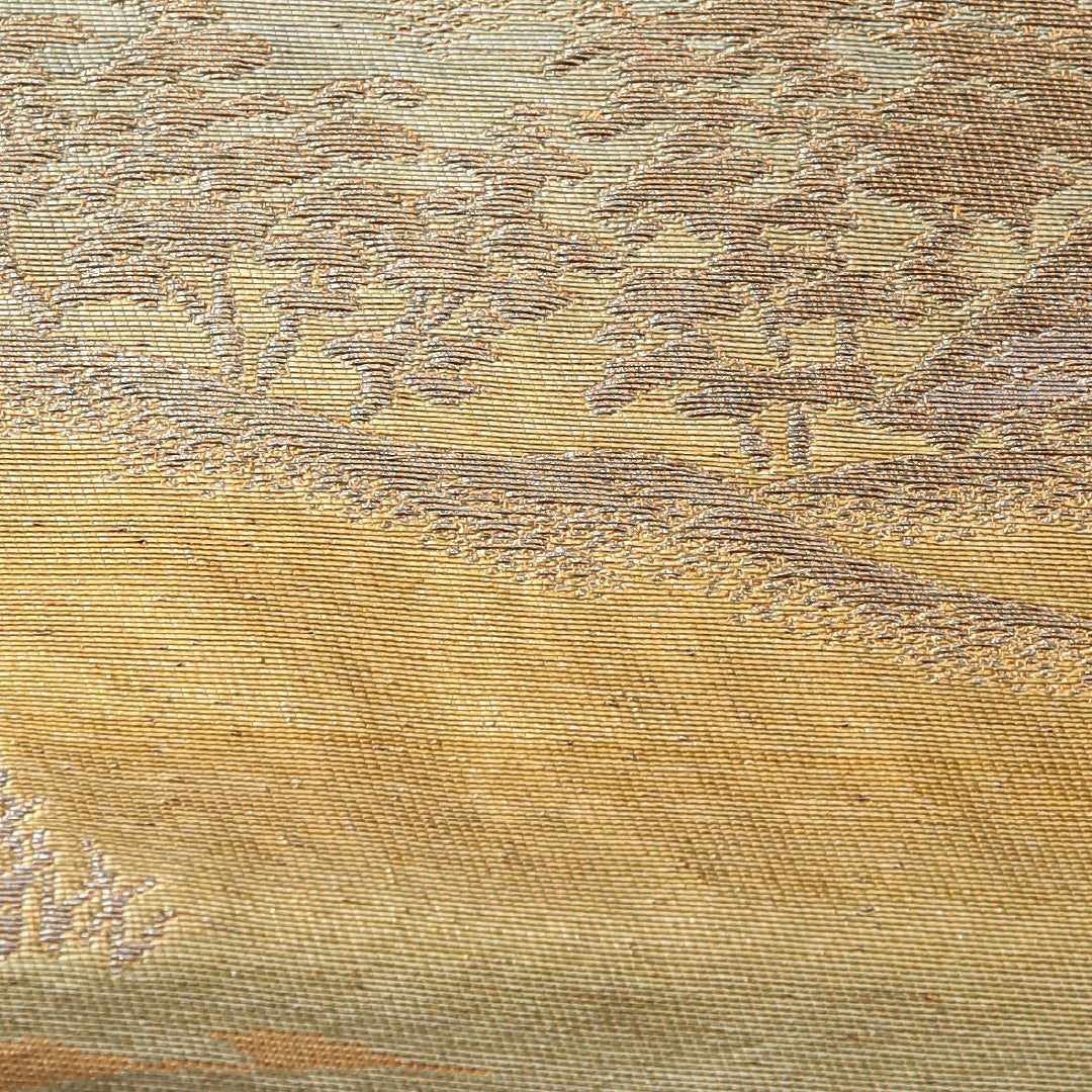 袋帯 帯丈412cm セミフォーマル 六通 Sランク 正絹 山 茶系 1223-02159