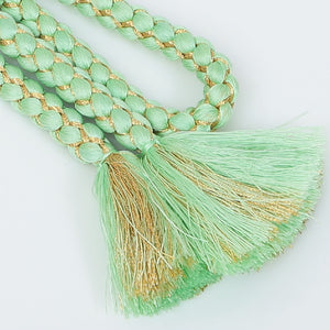 帯締め 丸組紐 正絹 緑系 金糸 礼装用 振袖用 Sランク 和装小物 1221000320219