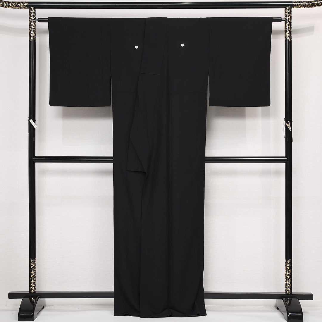 黒紋付 五つ紋 蔦 身丈164cm 裄丈66.5cm Sランク ポリエステル 洗える着物 袷 広衿 L フォーマル 黒系 1299-F0551