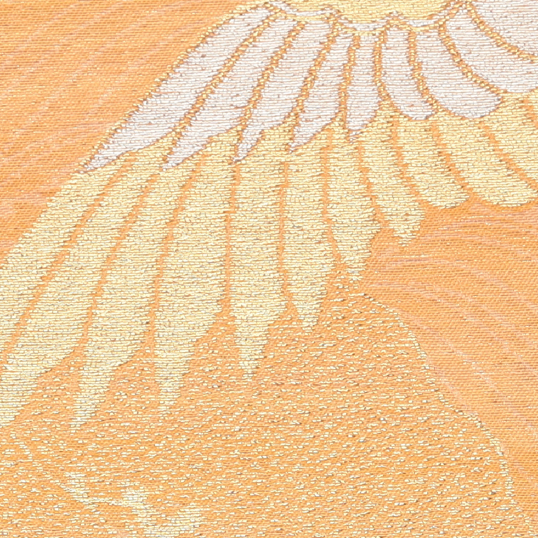 袋帯 帯丈412cm 六通 鶴 松 フォーマル 朱系 正絹 Aランク 1223-01325