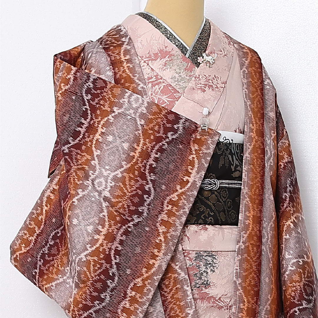羽織 袷 身丈78cm 裄丈65cm 正絹 Sランク カジュアル Mサイズ アラベスク文様 多色系 RP 1232-12945