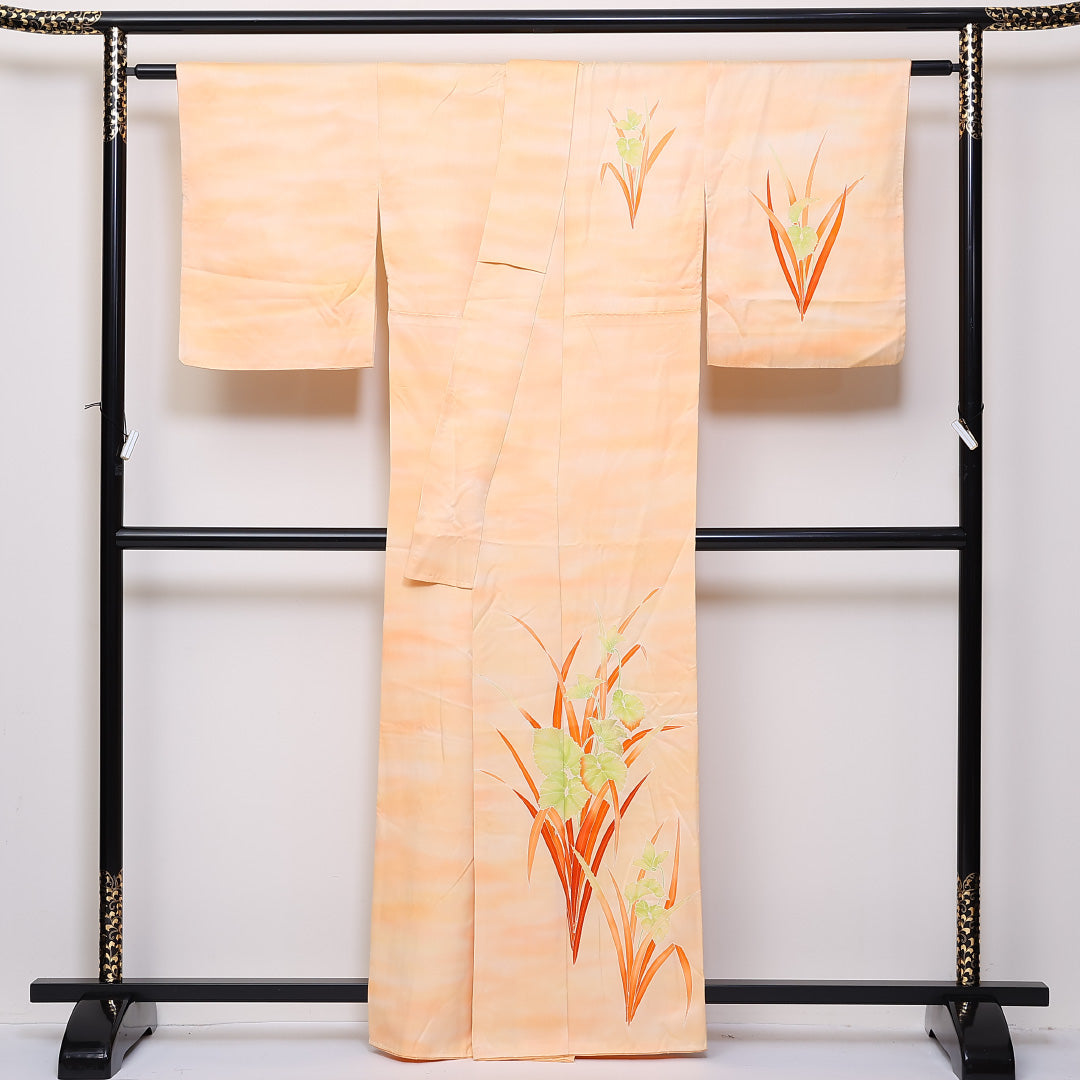 付下げ 袷 身丈160cm 裄63cm 正絹 ぼかし 菖蒲 Aランク 1212-00677