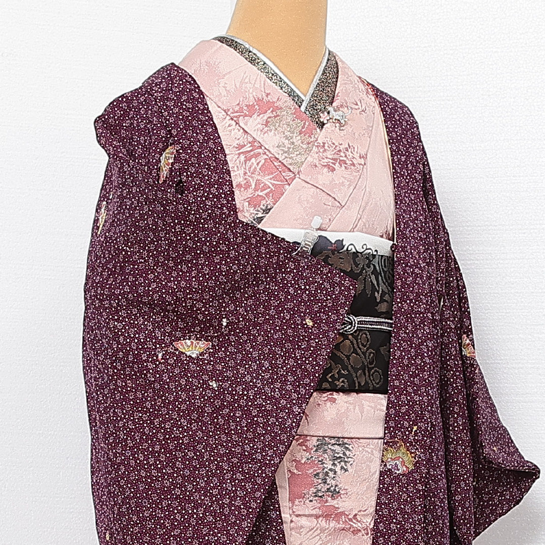 アンティーク 羽織 袷 身丈76cm 裄丈64cm 正絹 Bランク Mサイズ 紫系 RP 1232-13912