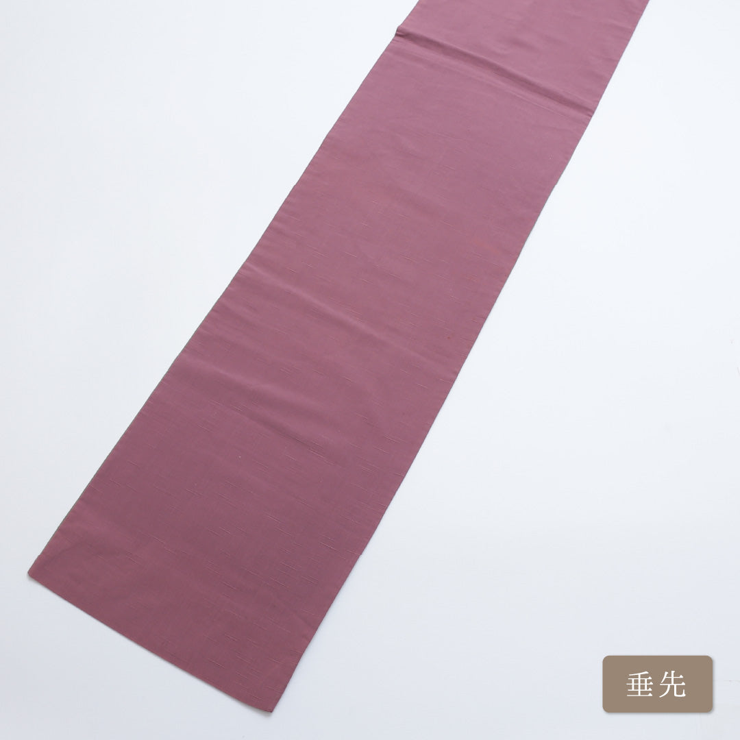 九寸名古屋帯 Sランク 帯丈344cm 正絹 全通 開き仕立て 帯端のみ未仕立て 帯芯なし 織り カジュアル リバーシブル 紬 無地 ピンク系・緑系 LP 1245-00246