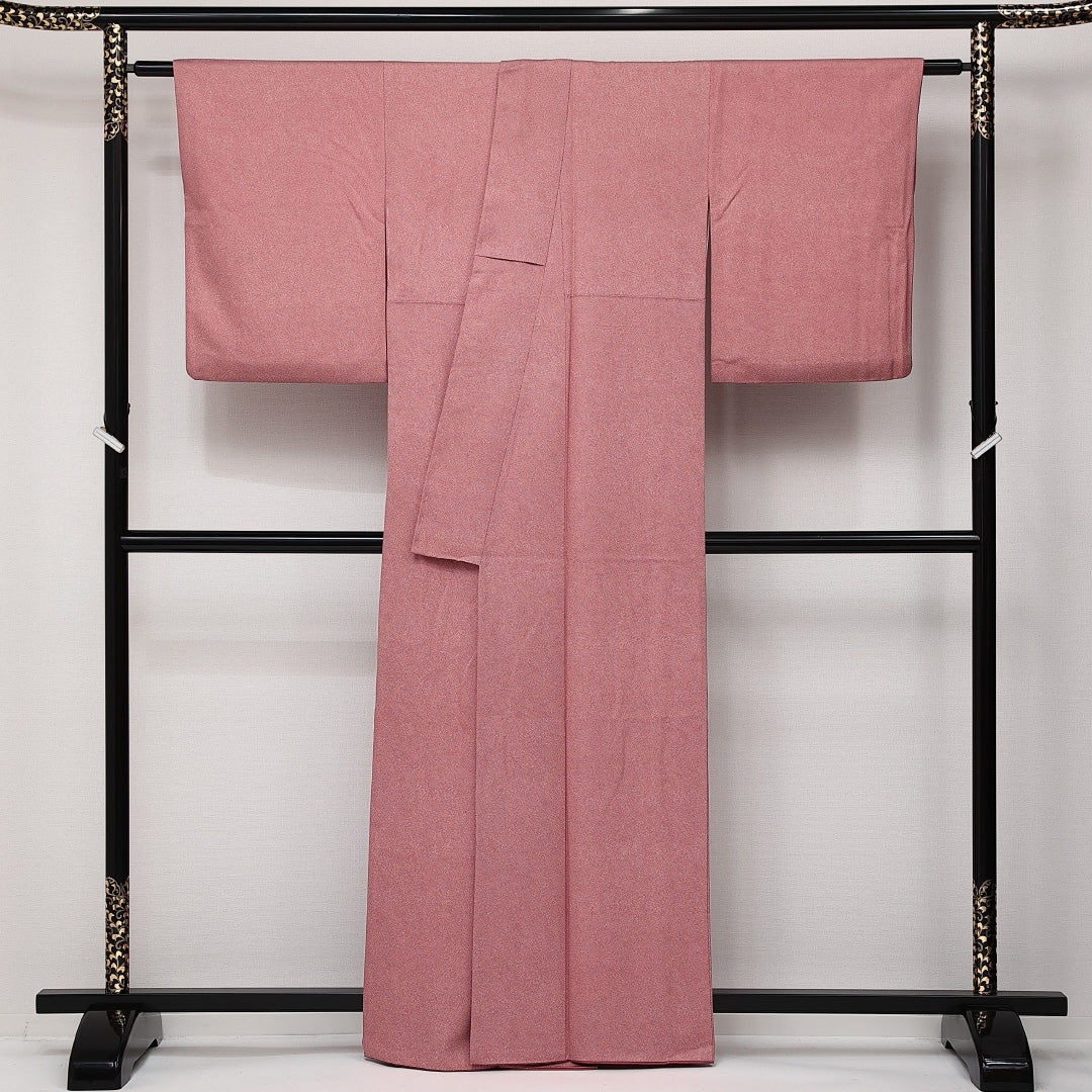 江戸小紋 袷 鮫 身丈161cm 裄丈65cm Sランク 正絹 広衿 Lサイズ インフォーマル 上品 伝統的 ピンク系 赤系 1262-14180