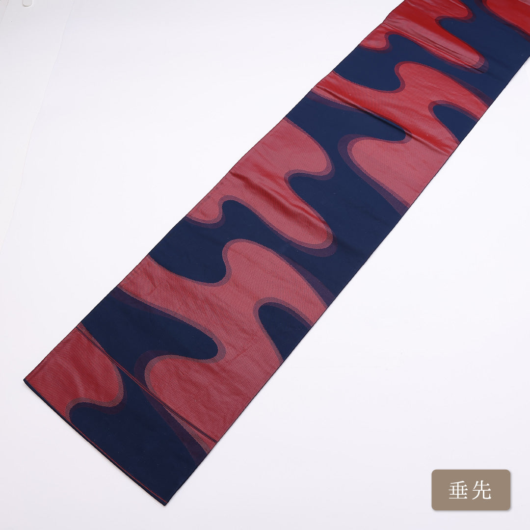 袋帯 帯丈408cm 正絹 六通 セミフォーマル 流水 紺系 1243-00839