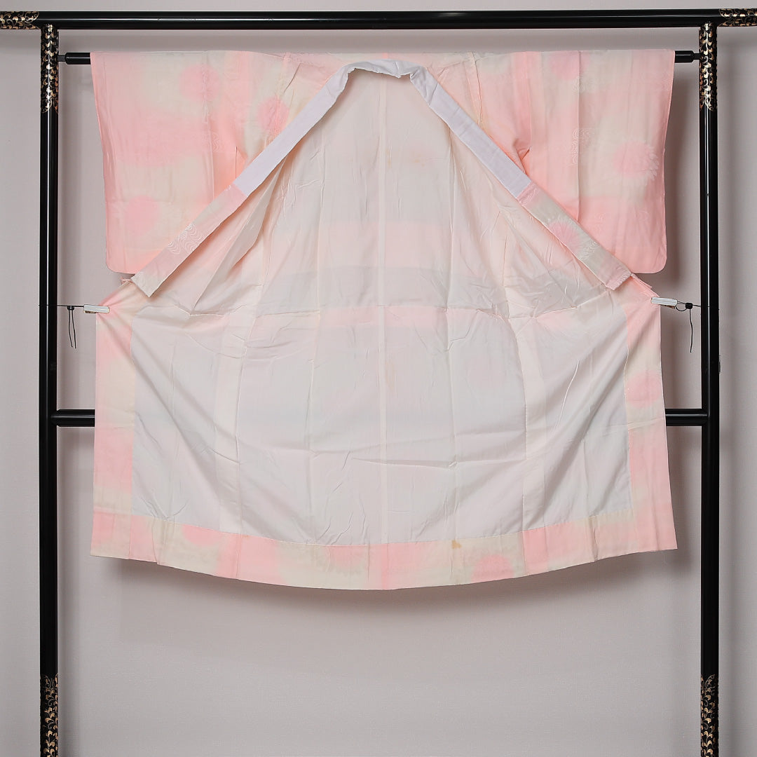 長襦袢 袷 身丈118cm 裄丈61cm 正絹 Cランク XSサイズ ぼかし染 菊 ピンク系 LP 1239-12670