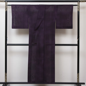 色無地 紗 身丈152cm 裄63.5cm 正絹 紫系 Sランク 肩当て 夏着物 1214002582220