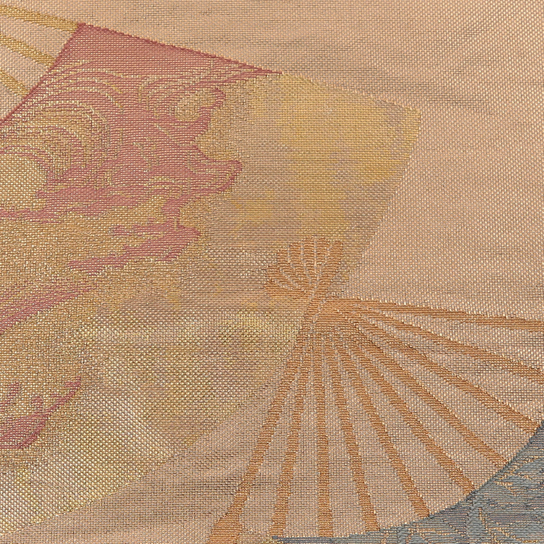袋帯 六通 帯丈464cm フォーマル Sランク 正絹 扇 菊 金系 1223-01461