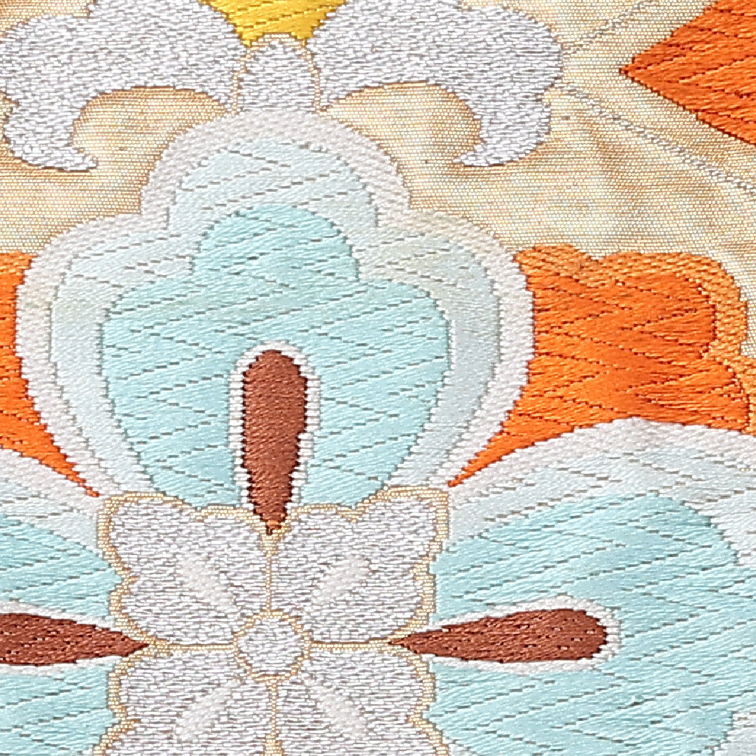 袋帯 帯丈424cm 六通 松皮菱 フォーマル 金系 正絹 Bランク 1223-00972