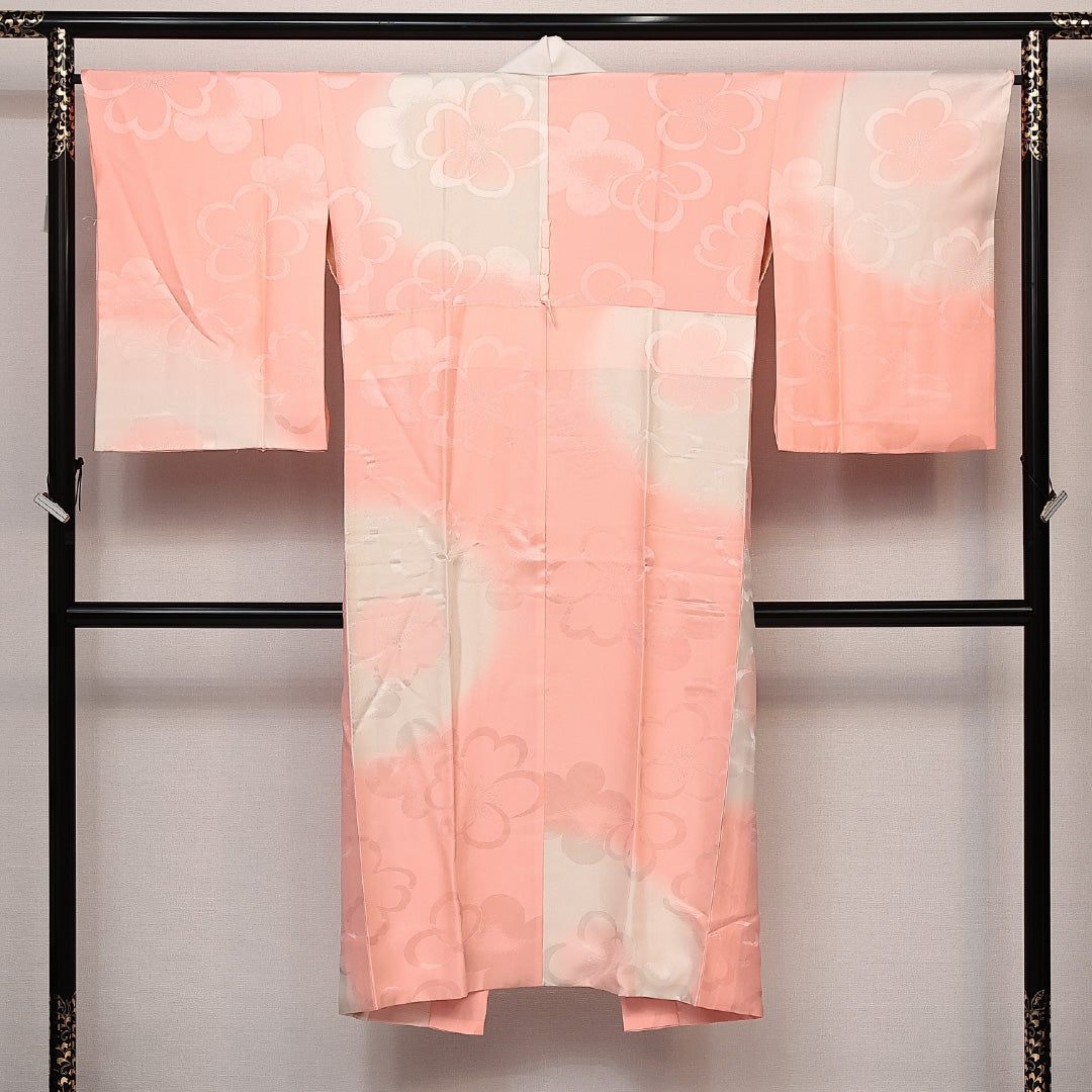 長襦袢 無双袖 身丈135cm 裄丈65cm 正絹 Sランク 紋意匠 (花柄) XLサイズ ピンク系 RP 1239-14046