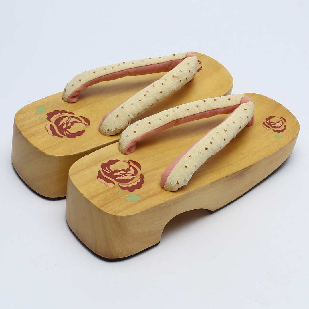 未使用品 夏物 下駄 カジュアル 木製 Sランク 和装小物 茶系 1244-00695