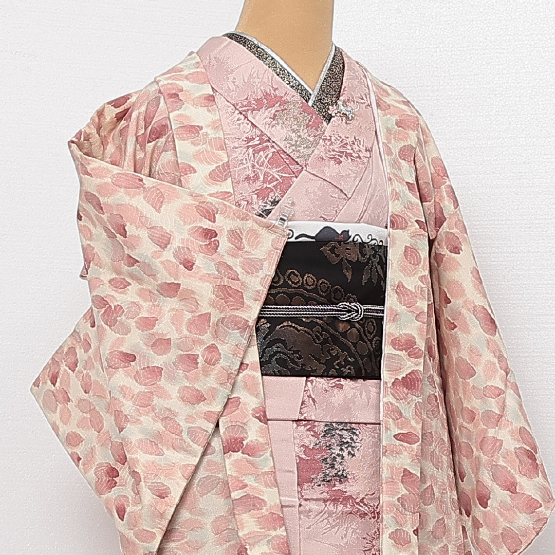 羽織 袷 身丈76cm 裄丈62cm 正絹 Dランク カジュアル Sサイズ 桜 ピンク系 HP 1232-13848