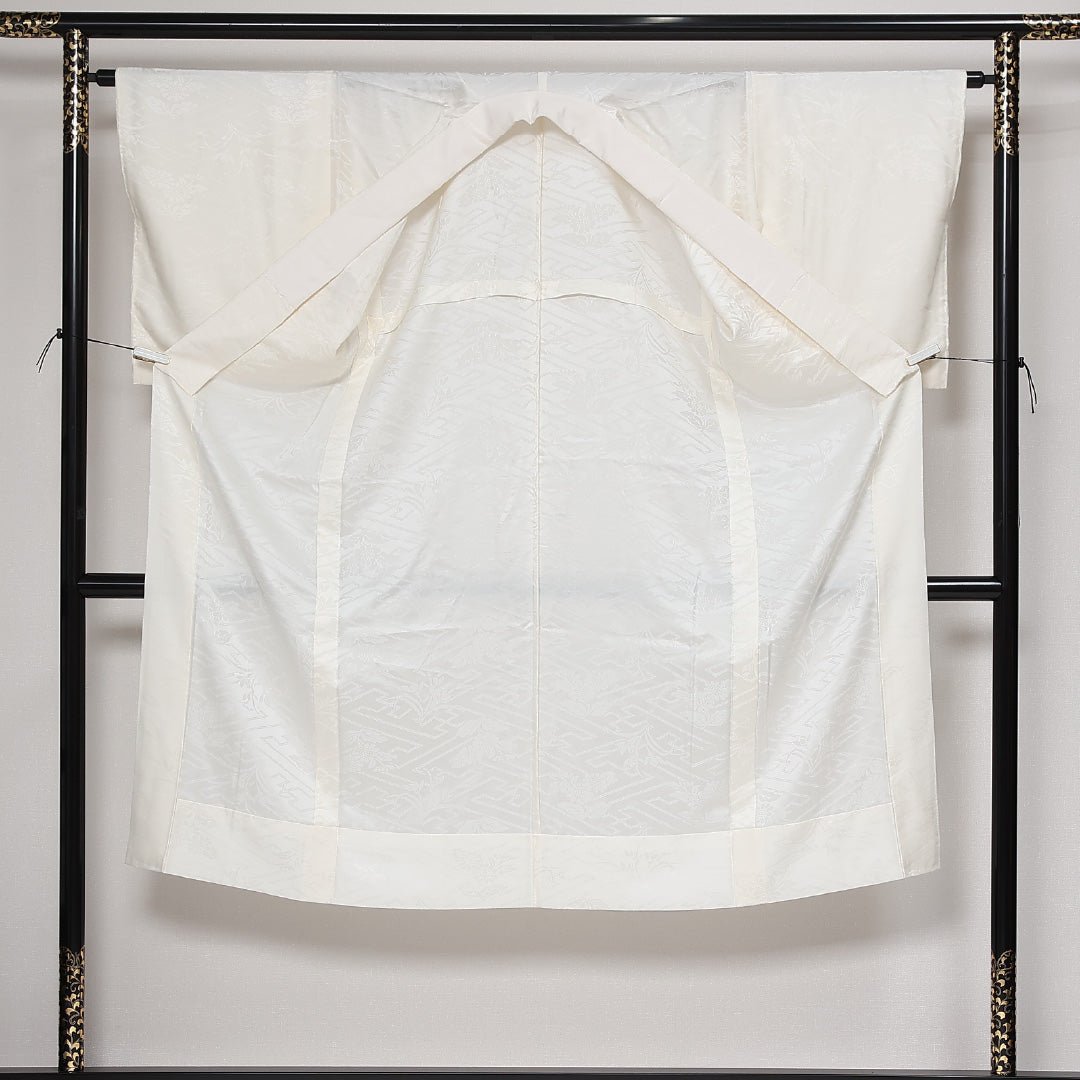 長襦袢 無双袖 身丈133cm 裄丈64cm 正絹 Sランク XLサイズ 花柄 白系 RP 1239-13478