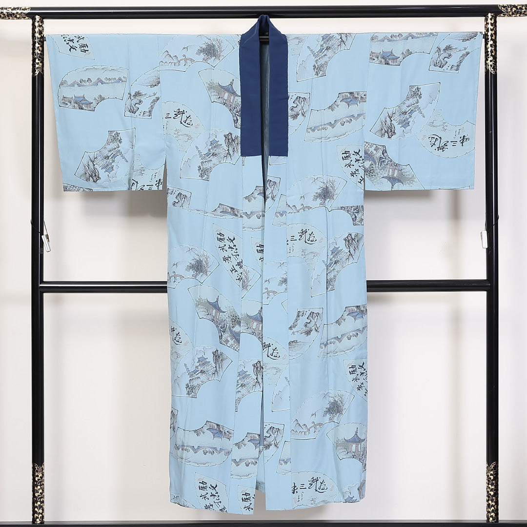 男物 長襦袢 袷 身丈144cm 裄69cm 正絹 楼閣 Sランク 1219-00011