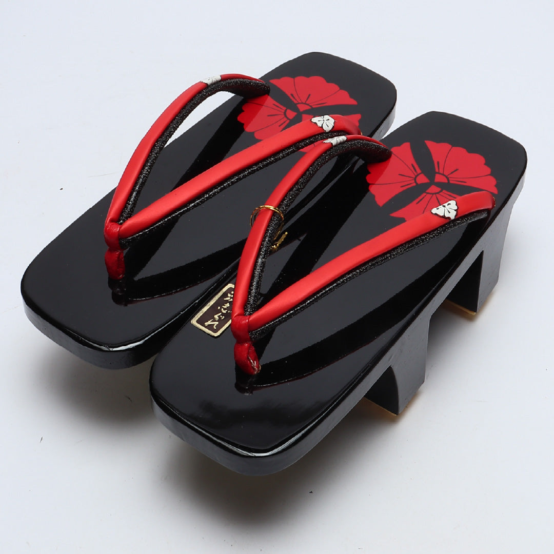 未使用品 下駄 カジュアル S 木製 Aランク 和装小物 黒系 1244-00802