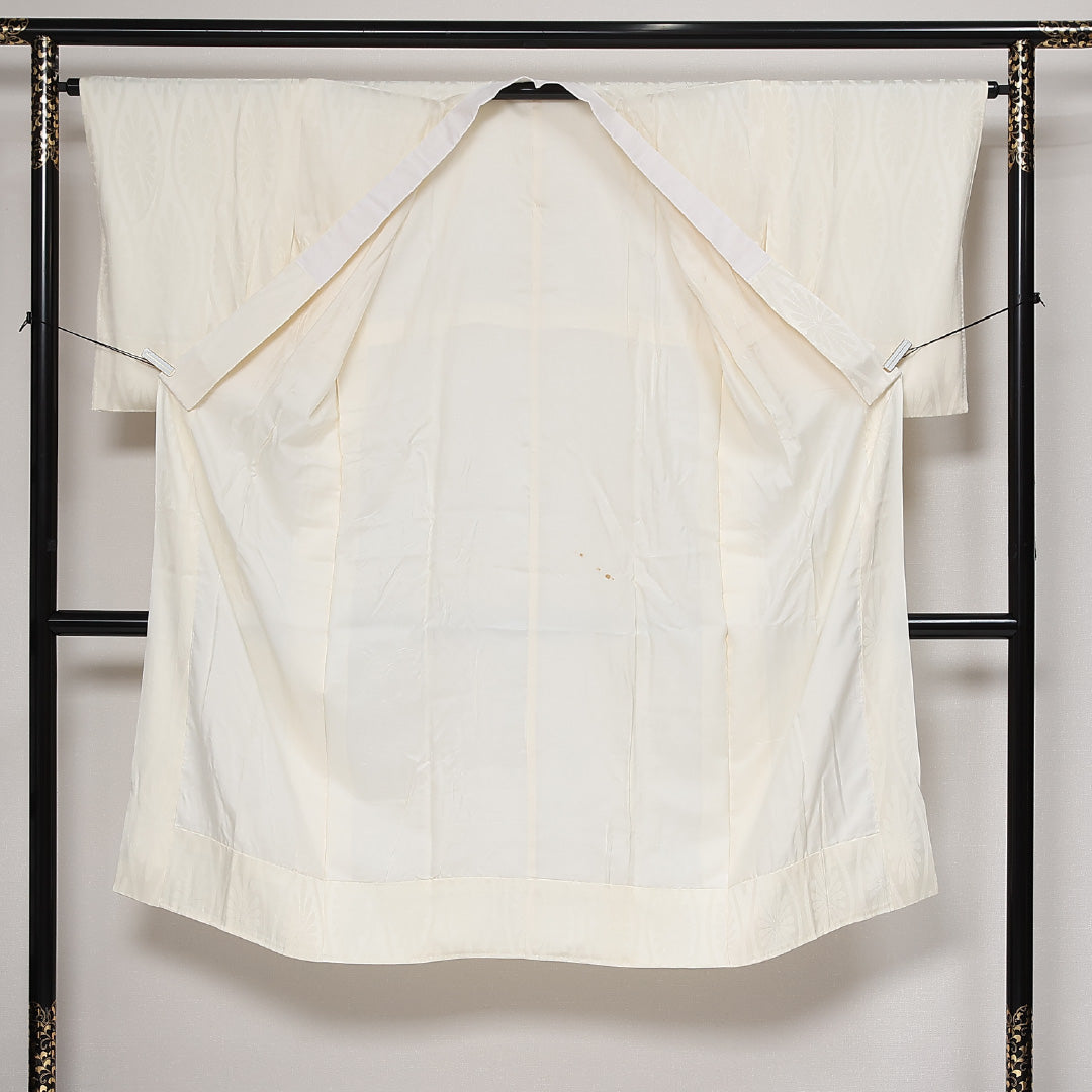 長襦袢 袷 身丈131cm 裄丈63cm 正絹 Aランク Lサイズ 立涌 菊 クリーム系 HP 1239-13464