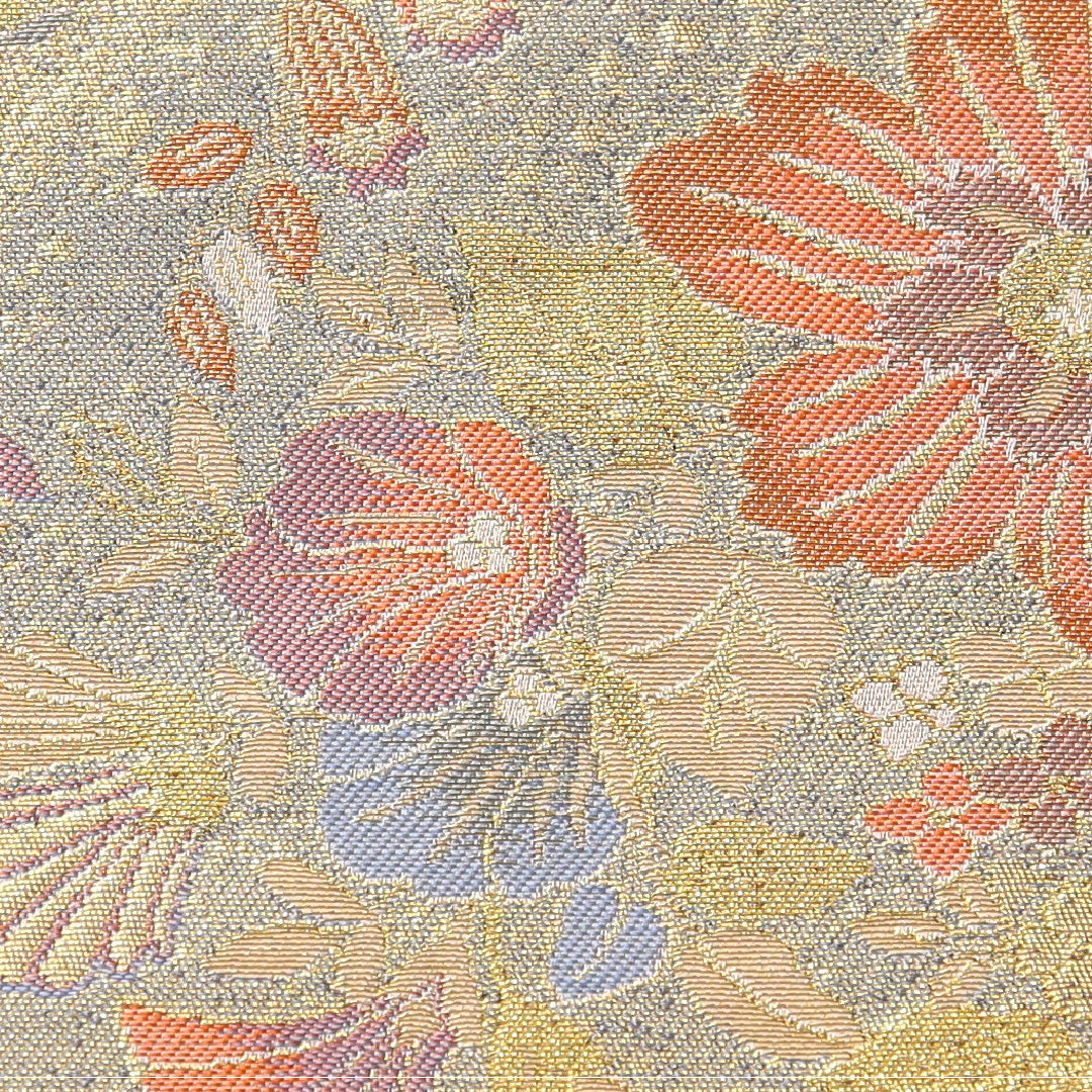 袋帯 帯丈438cm フォーマル 六通 帯芯なし Sランク 正絹 吉祥文様 金系 1223-02142
