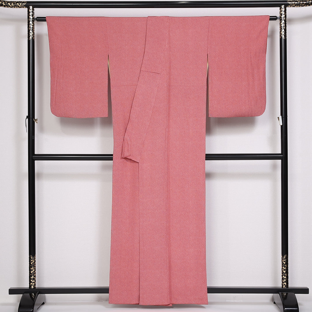 江戸小紋 (鮫) 袷 身丈158cm 裄丈63cm 正絹 Aランク インフォーマル 広衿 Mサイズ ピンク系 M4 1220-10018
