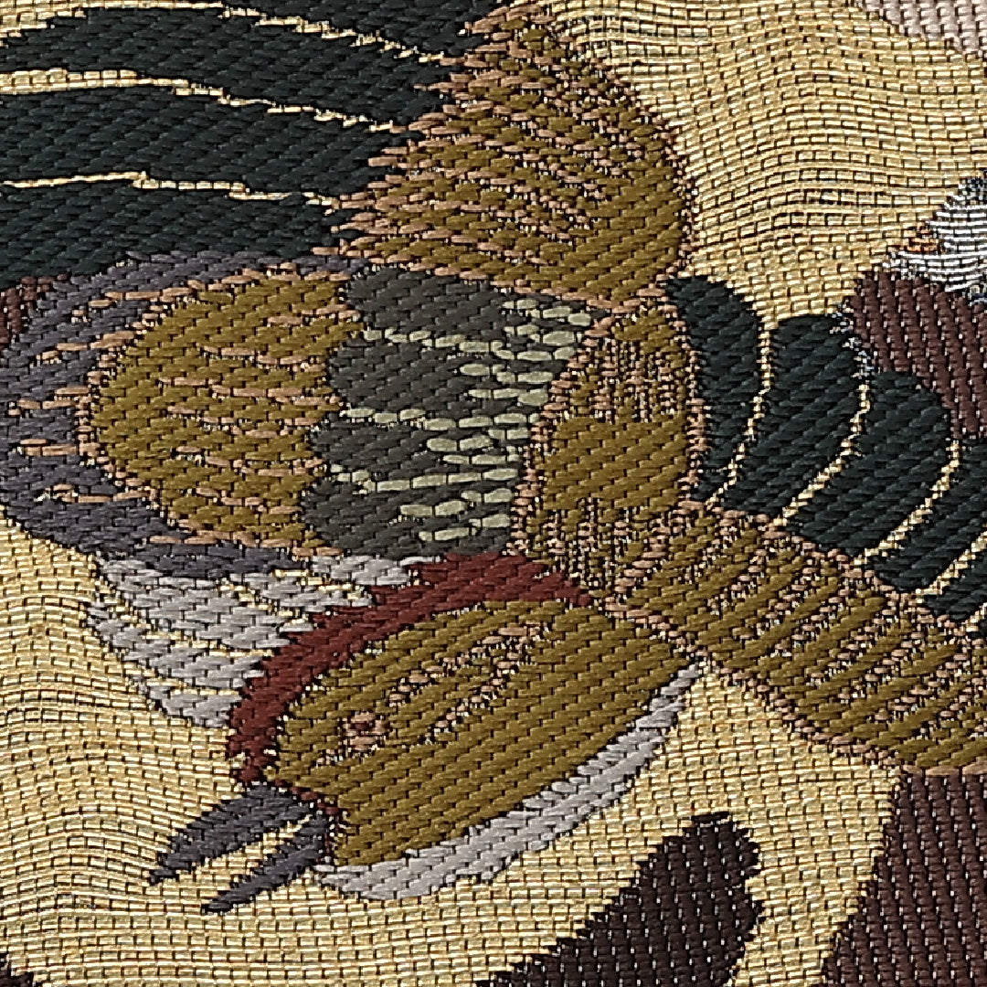 袋帯 帯丈432cm 正絹 ポイント柄 セミフォーマル すくい織 尾長鳥 花菱 金系 1243-00913