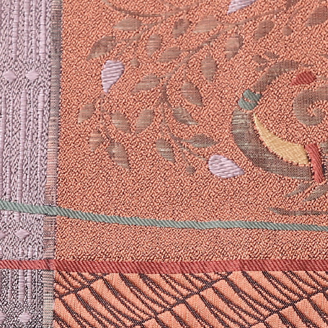 未使用品 八寸名古屋帯 Nランク 帯丈353cm 正絹 六通 名古屋仕立て 織り インフォーマル 孔雀 ピンク系 HP 1245-02691