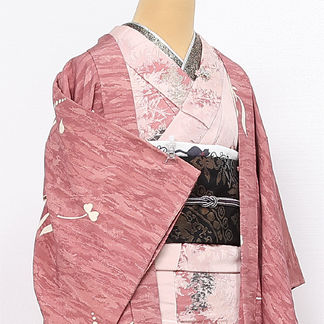 羽織 袷 身丈78cm 裄丈62cm 正絹 Cランク カジュアル Sサイズ 創作柄 ピンク系 HP 1232-13408